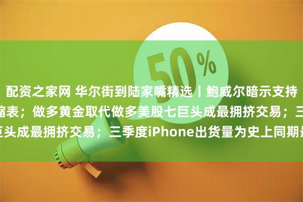 配资之家网 华尔街到陆家嘴精选丨鲍威尔暗示支持进一步降息 或将停止缩表；做多黄金取代做多美股七巨头成最拥挤交易；三季度iPhone出货量为史上同期最强